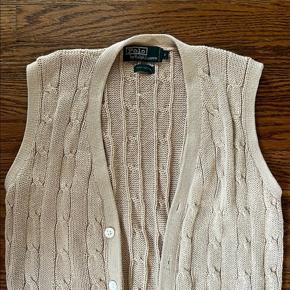 Polo by Ralph Lauren Tan Cable Knit Vest